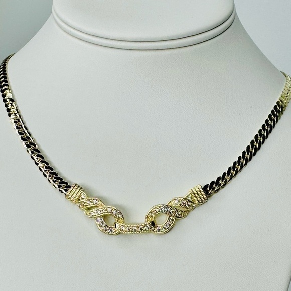 Gold & Pave Twisted Link Necklace - Picture 1 of 5
